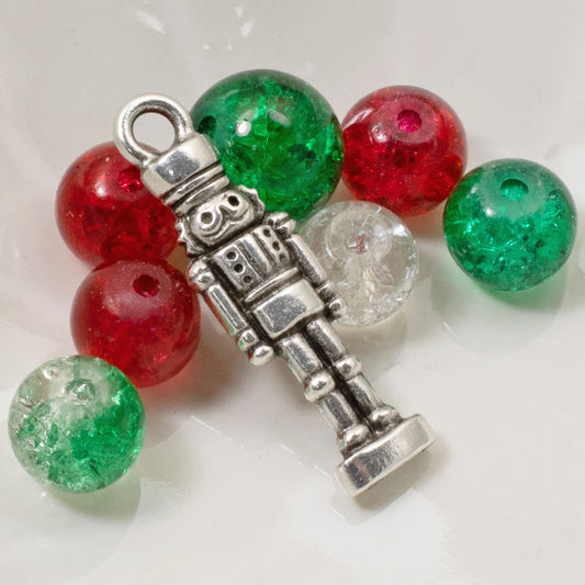 4 Silver Nutcracker Christmas Charms, TierraCast Design Holiday Charm