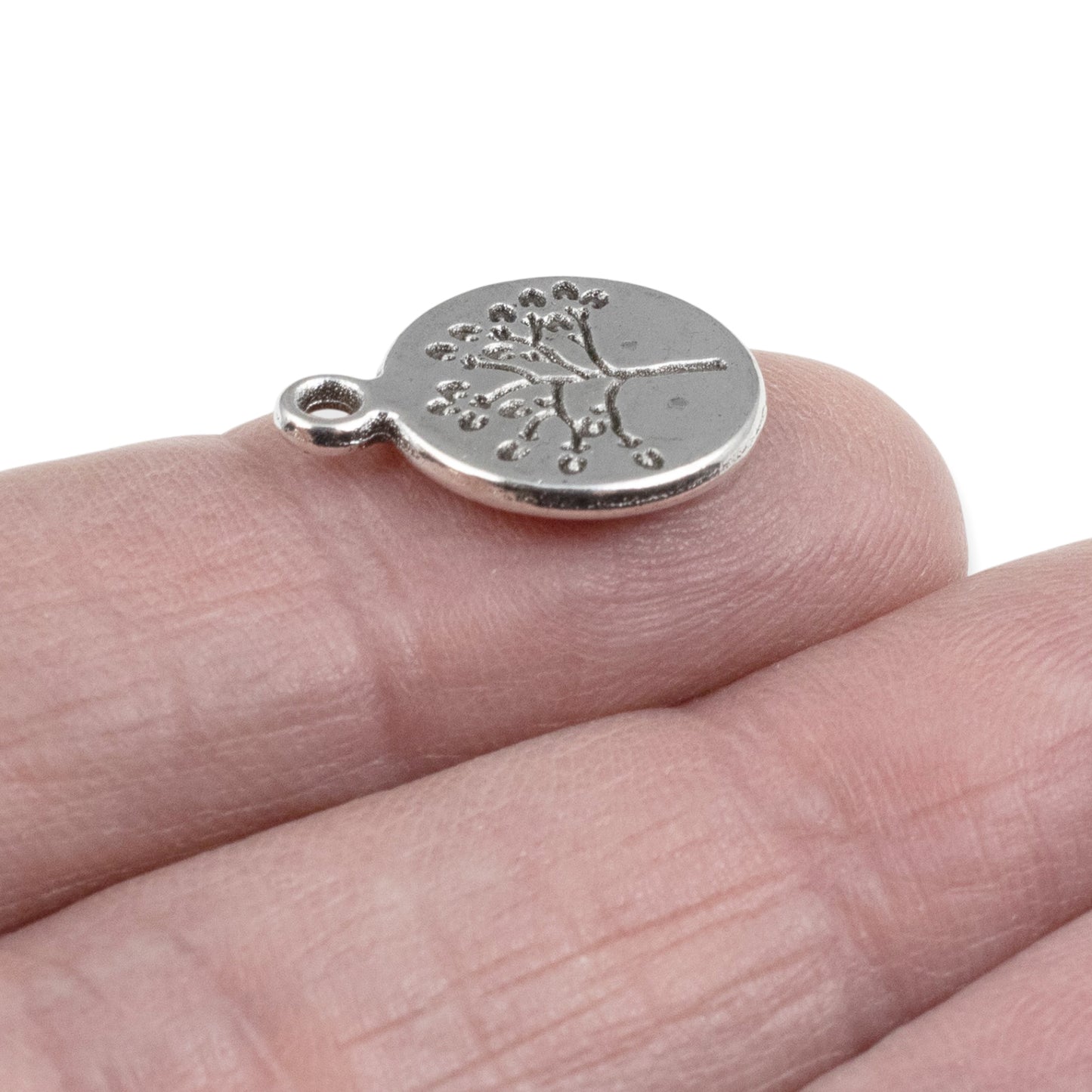 Tree Coin Charms 6-Pack: Silver Nature Tree of Life Spiritual Jewelry Making