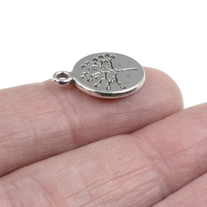 Tree Coin Charms 6-Pack: Silver Nature Tree of Life Spiritual Jewelry Making