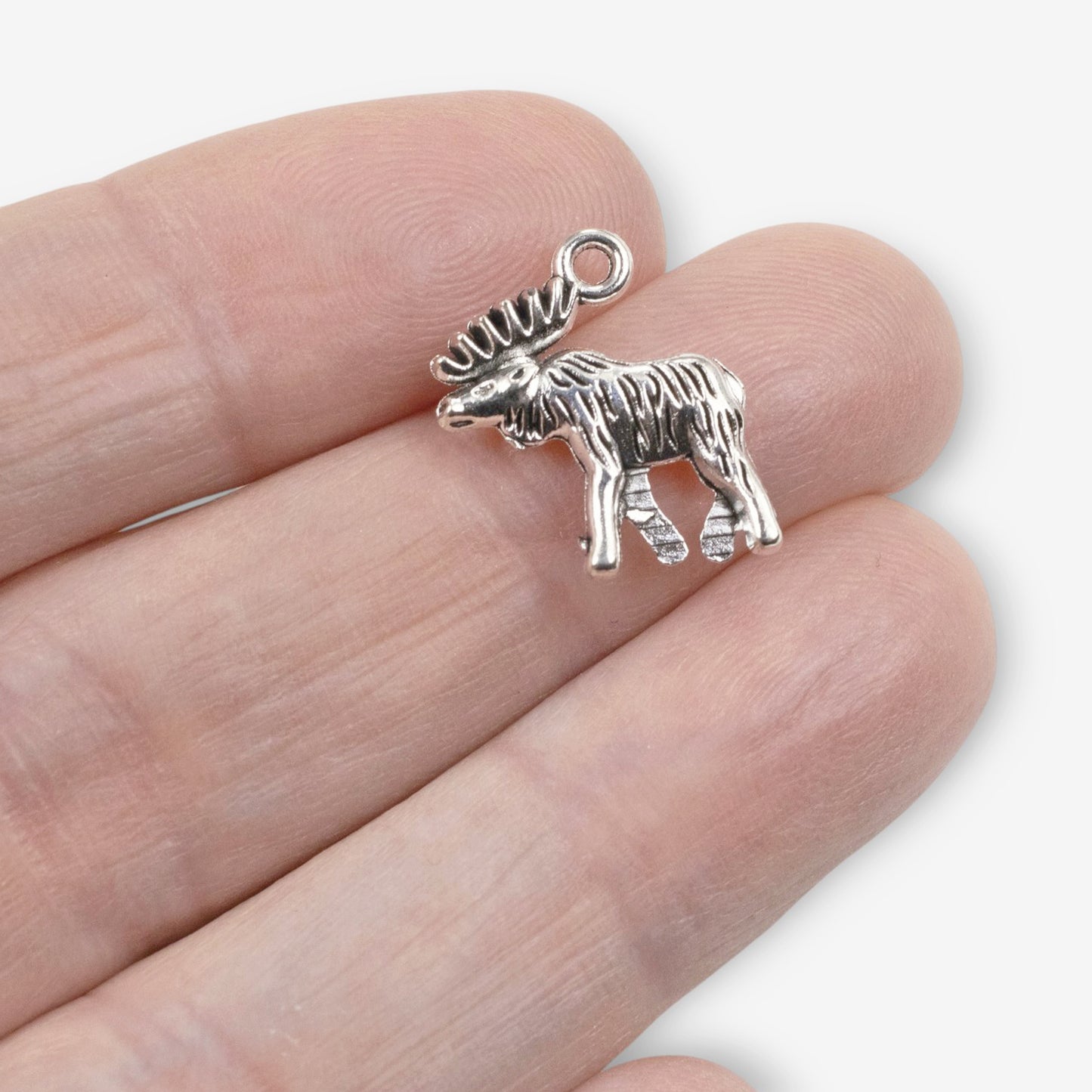 Moose Elk Charms 10-Pack Silver Metal Pendants Wildlife Outdoor Nature Supplies