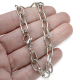 8" Stainless Steel Chain Bracelet - Elongated Paperclip Links + Lobster Clasp