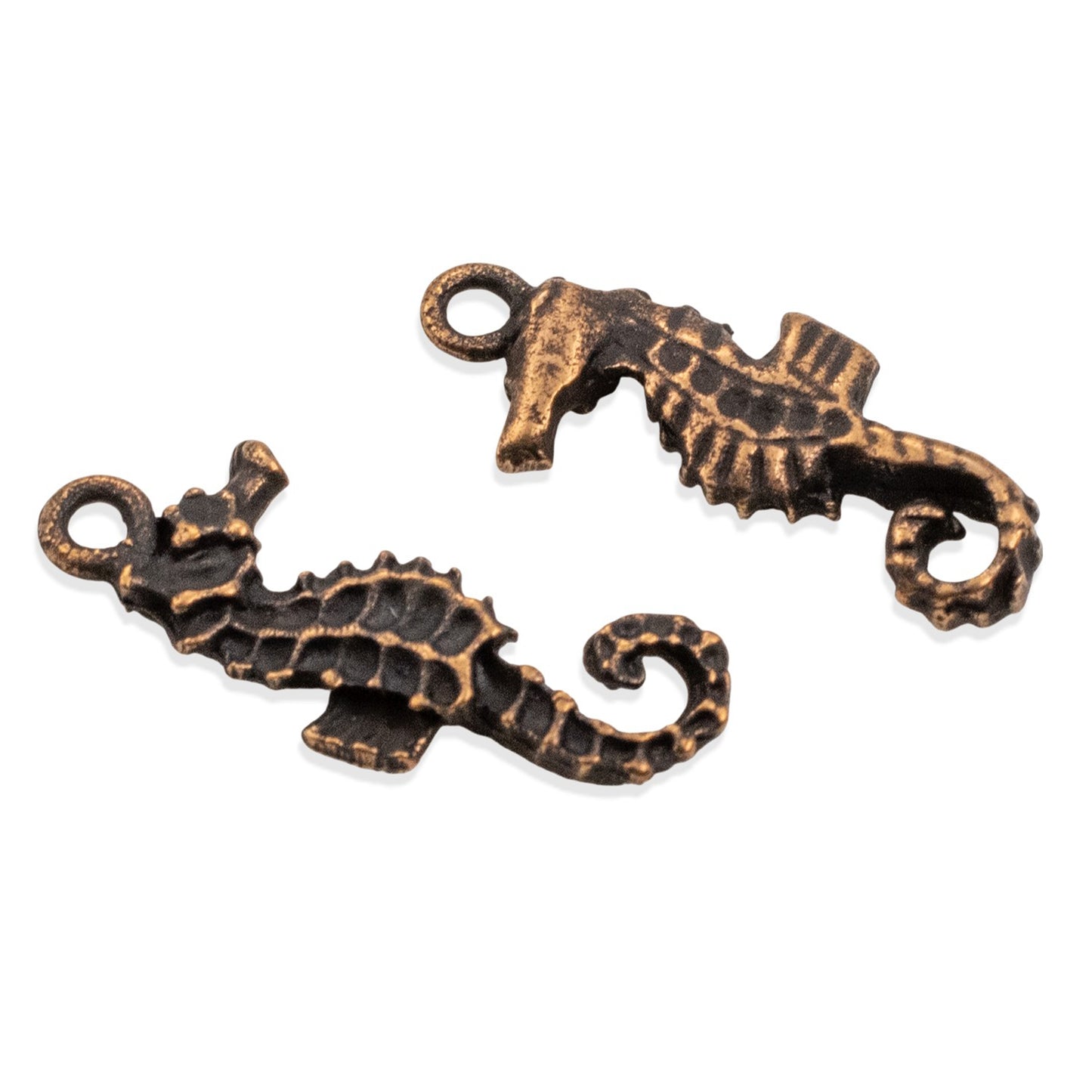 Seahorse Charms: 2Pc Antique Copper Pewter 22mm Ocean Marine Life Animal Jewelry