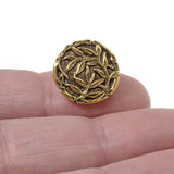 2 Gold Bamboo Buttons - TierraCast Buttons with Shank Back - Clasp for Leather Bracelets and Sewing