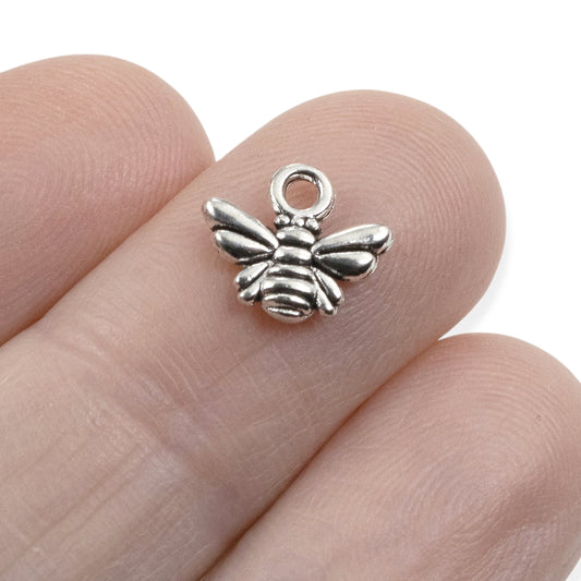 Bee Charms 20-Pack, Antique Silver Metal Botanical Nature DIY Jewelry Supply