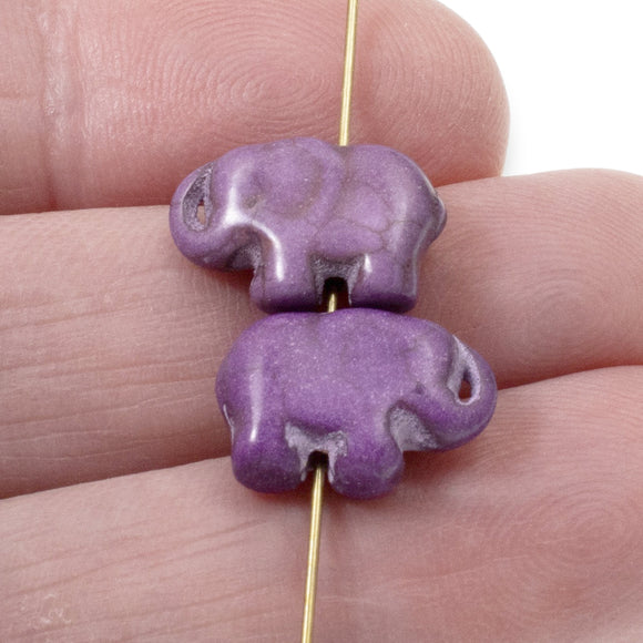20 Purple Elephant Beads - Small Lucky Elephants - Animal Beads for DIY Jewelry