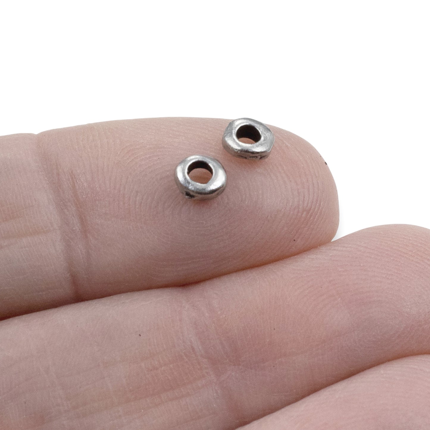 Antique Pewter 5mm Nugget Spacer Beads: 2mm Hole for Leather Crafting 20-Pack