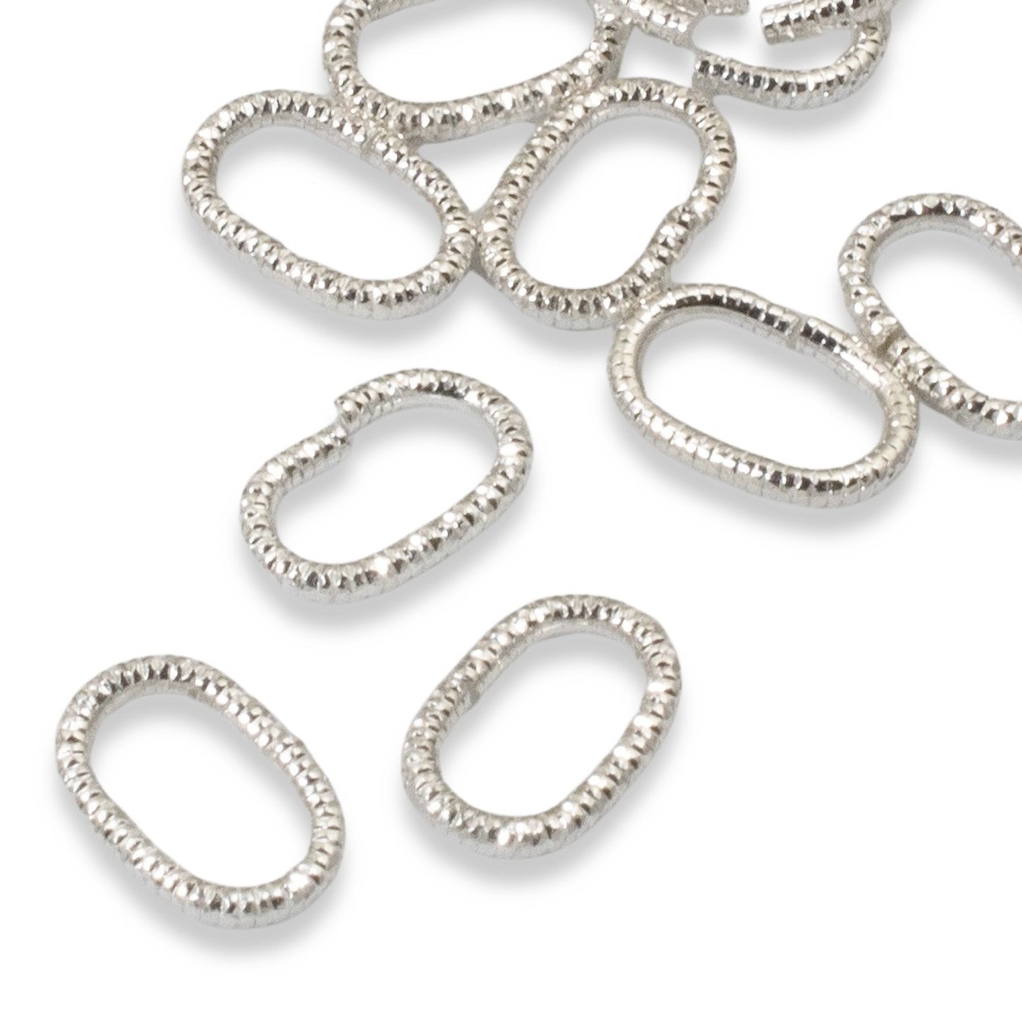 Oval Jump Rings Sterling Silver Plated, 10-Pack Nunn Design Textured Findings