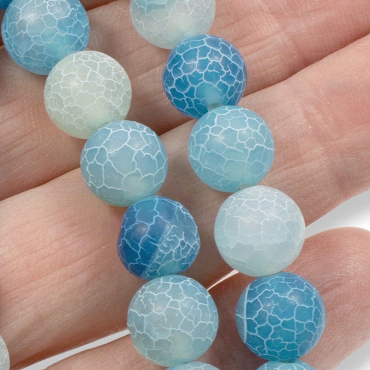 10mm Aqua Blue Crackle Agate Beads Hackberry Creek