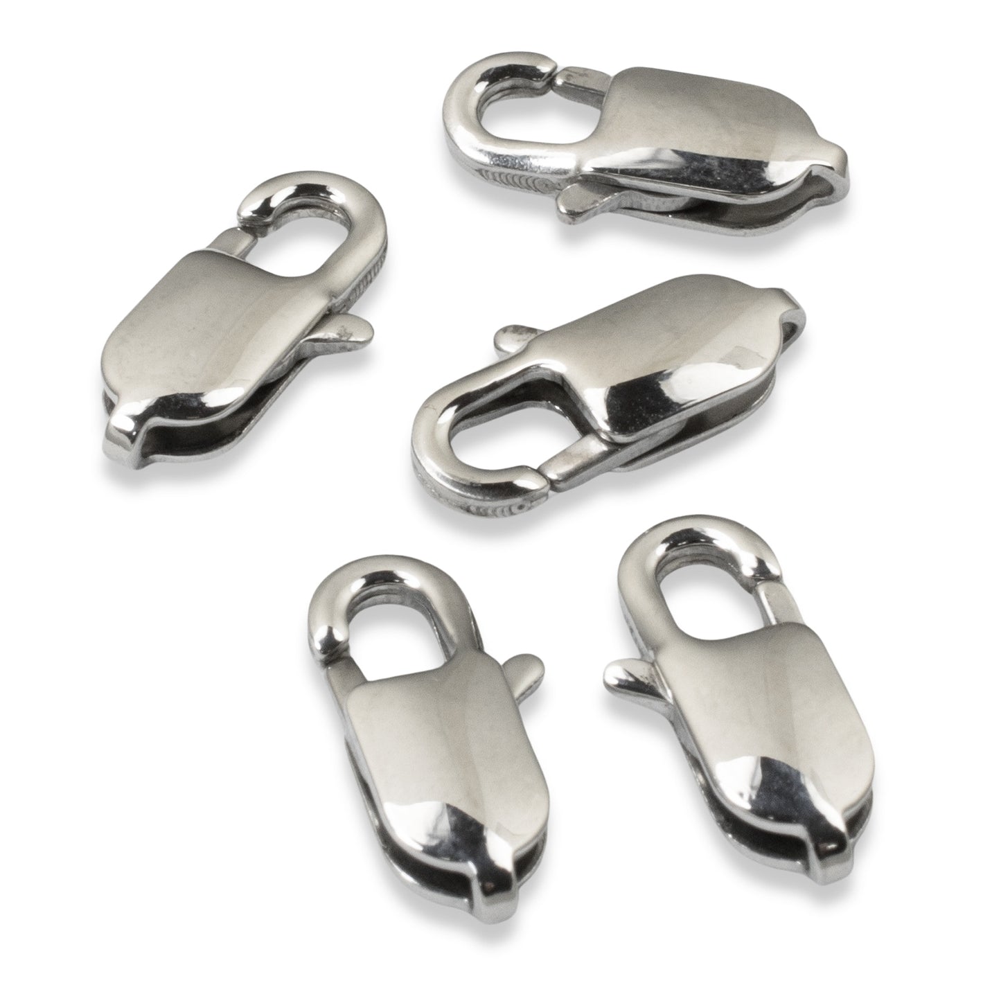 5 Large Oval Silver Stainless Steel Lobster Claw Clasps for DIY Jewelry, 7x18mm