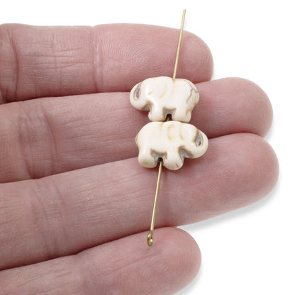 20 Off-White Elephant Beads - Small Lucky Elephants - Animal Beads for Crafts