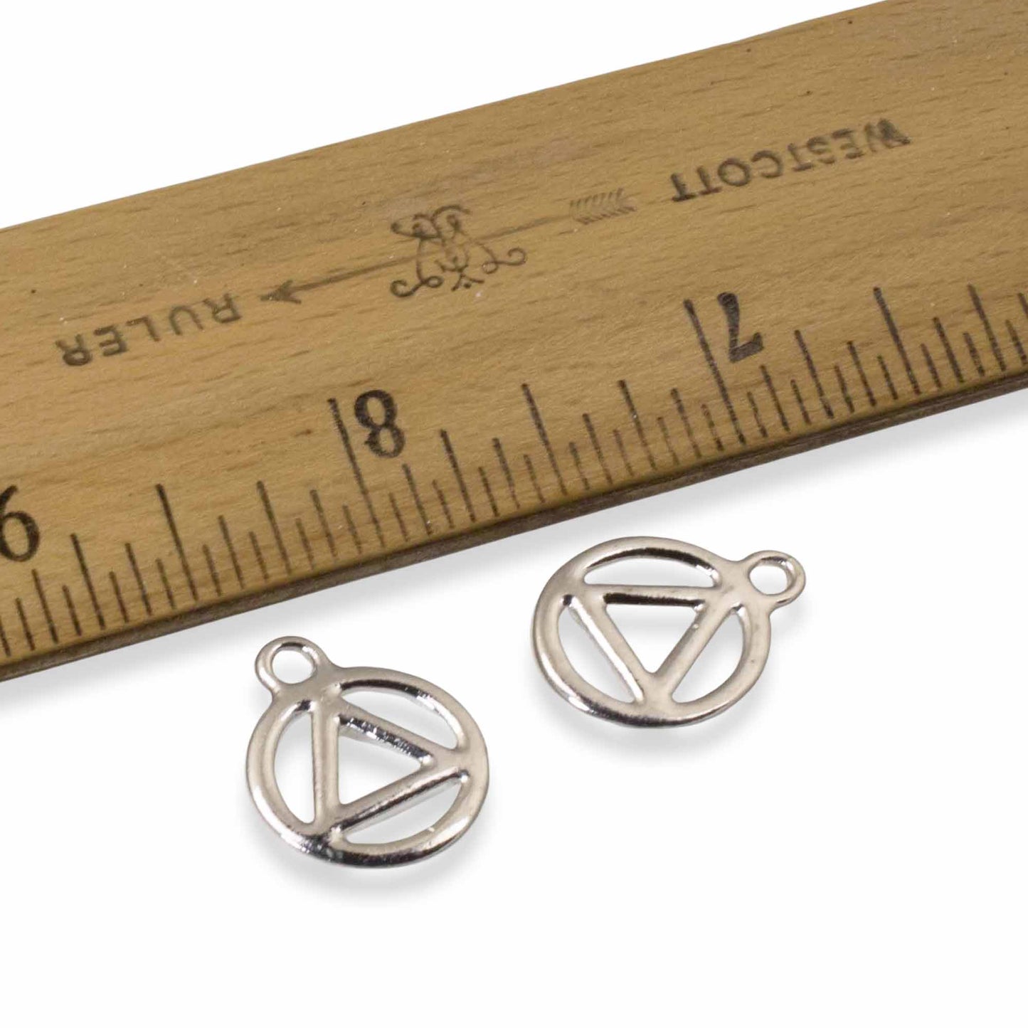 Sacred Geometry Pendant, 4-Pack Silver Spirit Recovery Charms, TierraCast Design Triangle in Circle Sobriety Jewelry