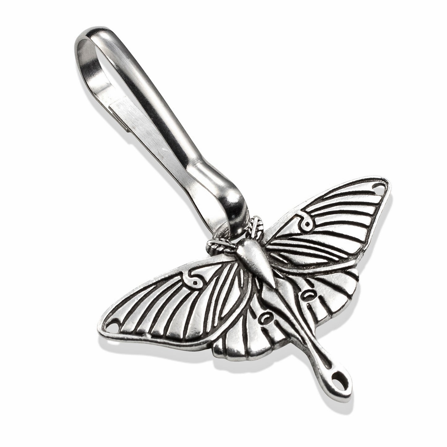 Luna Moth Zipper Pull: Silver Nature Accessory Heavy Duty Luggage Tag Backpack Charm Hiker Gift Outdoor Travel