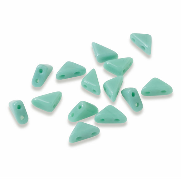 50 Turquoise Tango Triangle Beads, 6mm 2-Hole Czech Glass for Beadwork