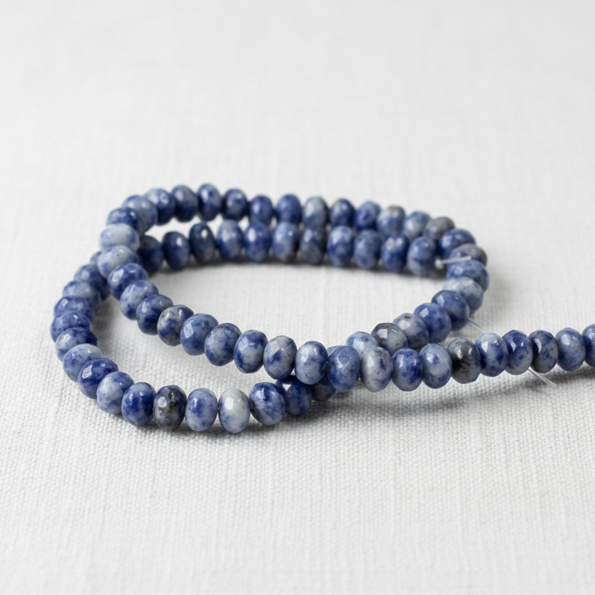 Denim Lapis Beads, Faceted Rondelle 5mm x 8mm, Natural Blue Gray Gemstone Strand, 74 Beads