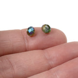 50 Enchanting Forest Green Glass Beads, Faceted Rondelle + AB Finish