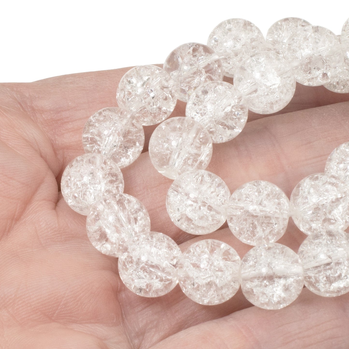 30 Clear Crackle Beads -10mm Round Glass Beads - Winter/Christmas Jewelry Making