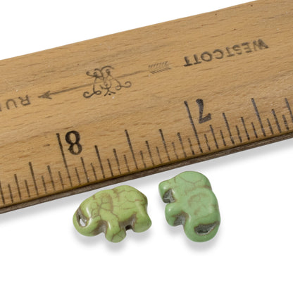 20 Whimsical Green Elephant Beads for DIY Jewelry, Crafts, and Boho Projects