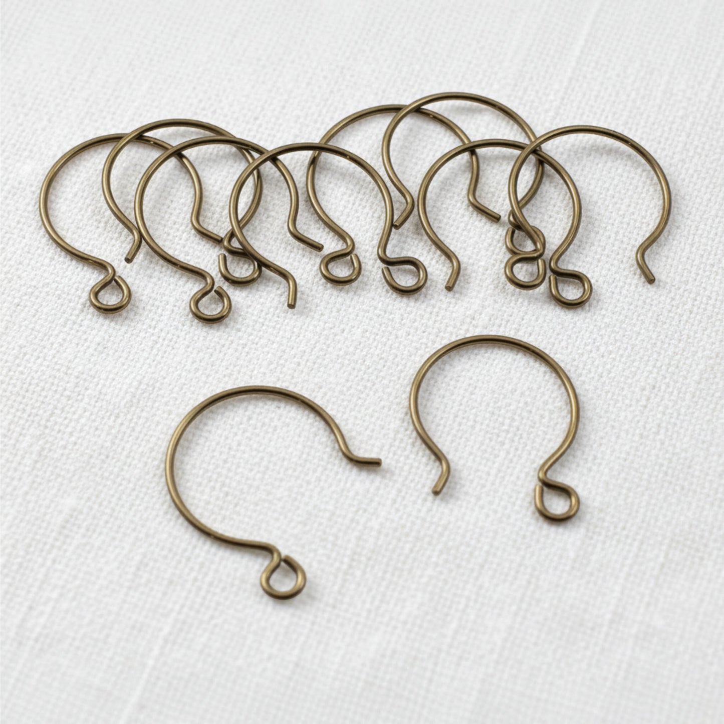 Antique Brass Niobium Circle Hoop Ear Wires, Hypoallergenic, USA Made, 10-Pack