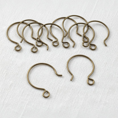 Antique Brass Niobium Circle Hoop Ear Wires, Hypoallergenic, USA Made, 10-Pack