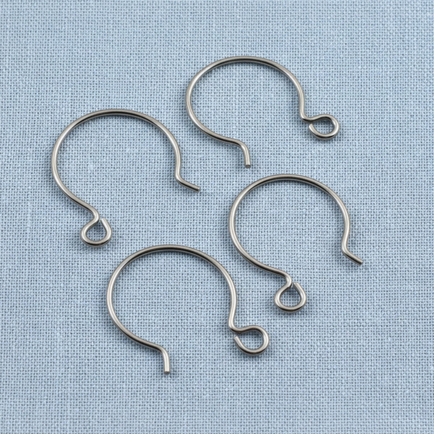 Gray Niobium Circle Hoop Ear Wires, Hypoallergenic, USA Made, 4-Pack