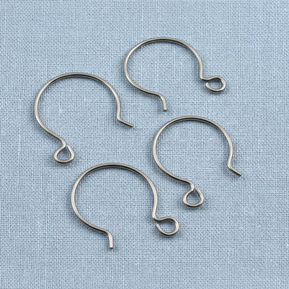 Gray Niobium Circle Hoop Ear Wires, Hypoallergenic, USA Made, 4-Pack