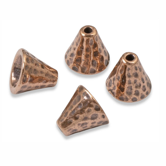 4 Antique Copper Distressed Cones, TierraCast Bead Caps & Multi-Strand Reducer