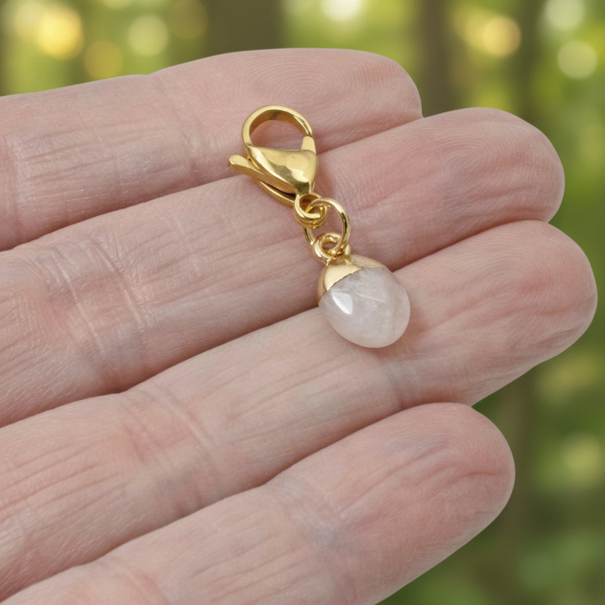 Dainty Rose Quartz Clip-on Charm - Pale Pink Bag Charm - Jewelry Accessory