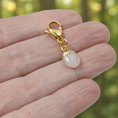 Dainty Rose Quartz Clip-on Charm - Pale Pink Bag Charm - Jewelry Accessory
