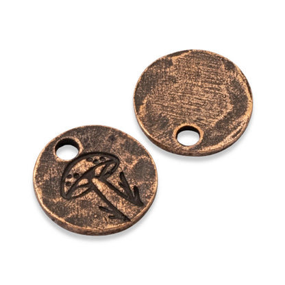 Mini Mushroom Charms Copper 2Pc, Antique Copper Plated Woodland Rustic Jewelry