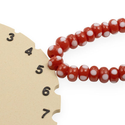 Red with White Dots Rondelle Lampwork Glass Beads, Handmade Indonesian, 8mm 17" Strand