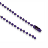 Purple Ball Chain Necklace - 30" Steel Bead Chain - 2.4mm #3 Military Dog Tag