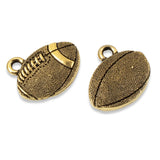 2 Gold Football Charms, TierraCast Sports Pendant for Handmade Team Jewelry
