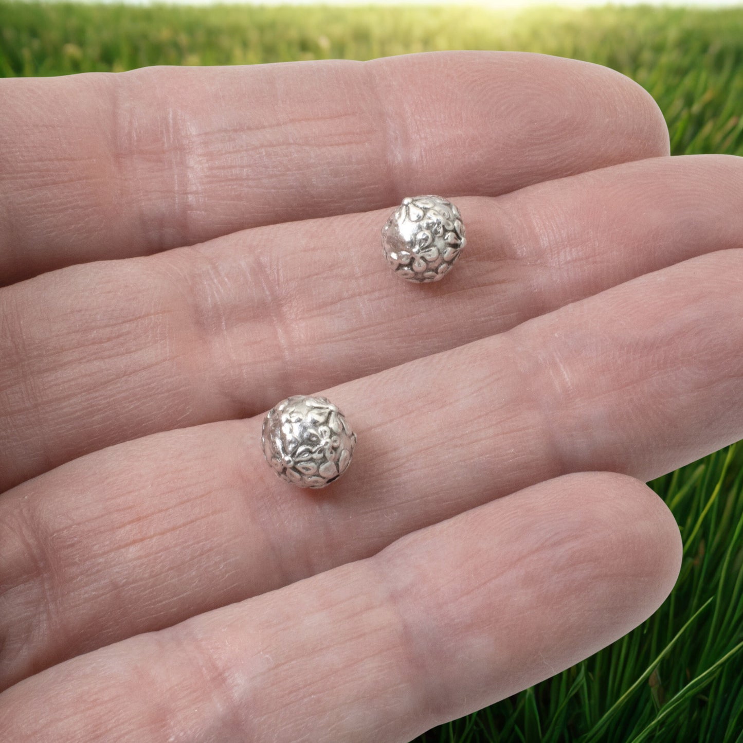 Silver Floral Beads 4-Pack 8mm TierraCast Wedding Nature Jewelry Making Supplies