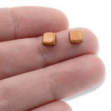 50 Matte Copper Square Tile Beads - 6mm 2-Hole Czech Glass - DIY Bracelets