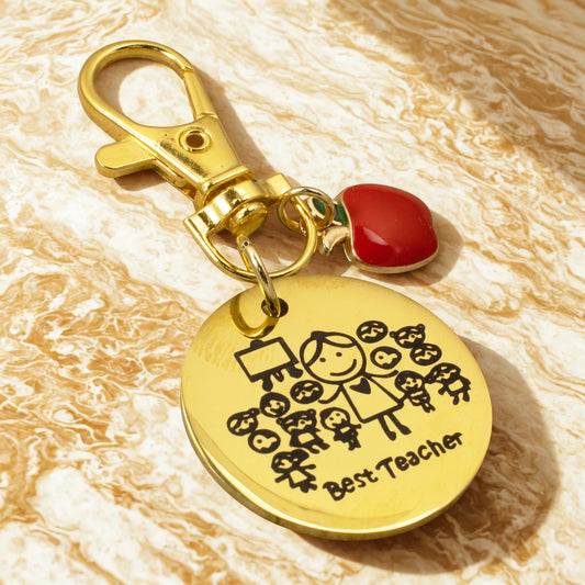 Best Teacher Bag Charm, Apple Clip-On Fob, Teacher Appreciation Accessory Gift