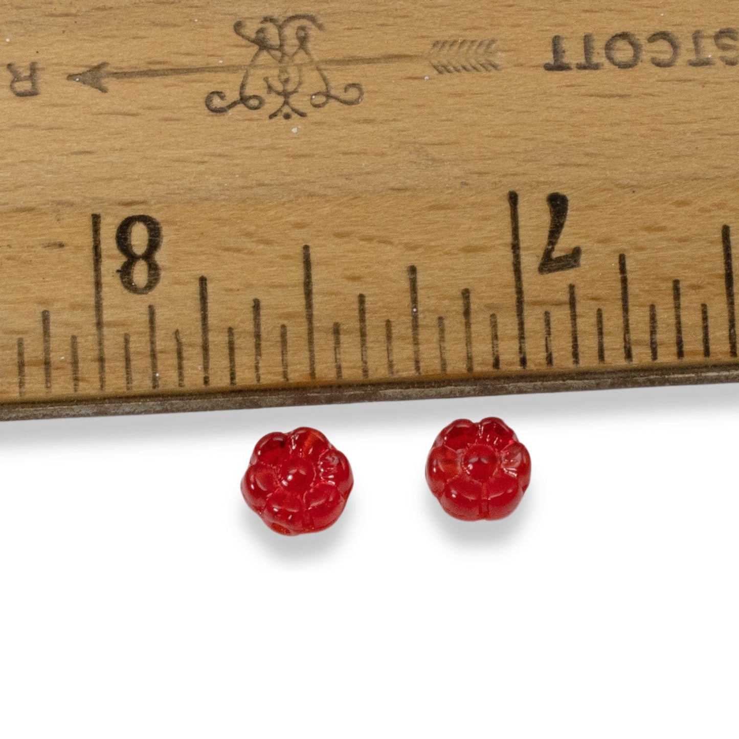 50 Siam Red Daisy Flower Beads - 6mm Czech Glass Beads - Perfect for DIY Jewelry and Holiday Gifts