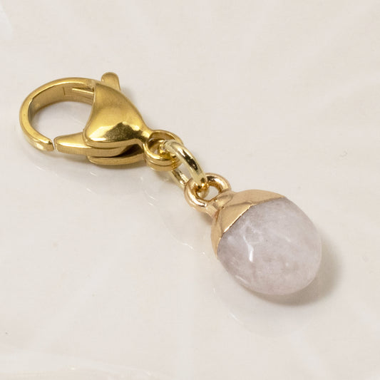 Dainty Rose Quartz Clip-on Charm - Pale Pink Bag Charm - Jewelry Accessory