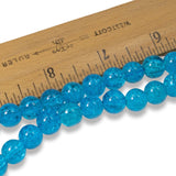 30 Aqua Blue 10mm Round Glass Crackle Beads, Perfect for Handmade Jewelry Crafts