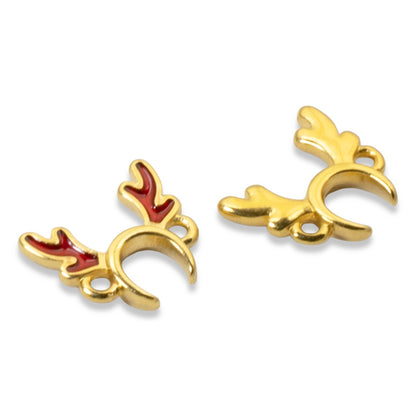 Antler Connector Links 4-Pack, 24k Gold Plated Reindeer Links, Christmas Jewelry Making