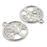 4 Tree of Life Pendants, Silver Metal Tree Charms for Jewelry Making