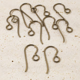 10 Antique Brass Niobium Ear Wires - Regular Loop - Hypoallergenic Earring Hooks