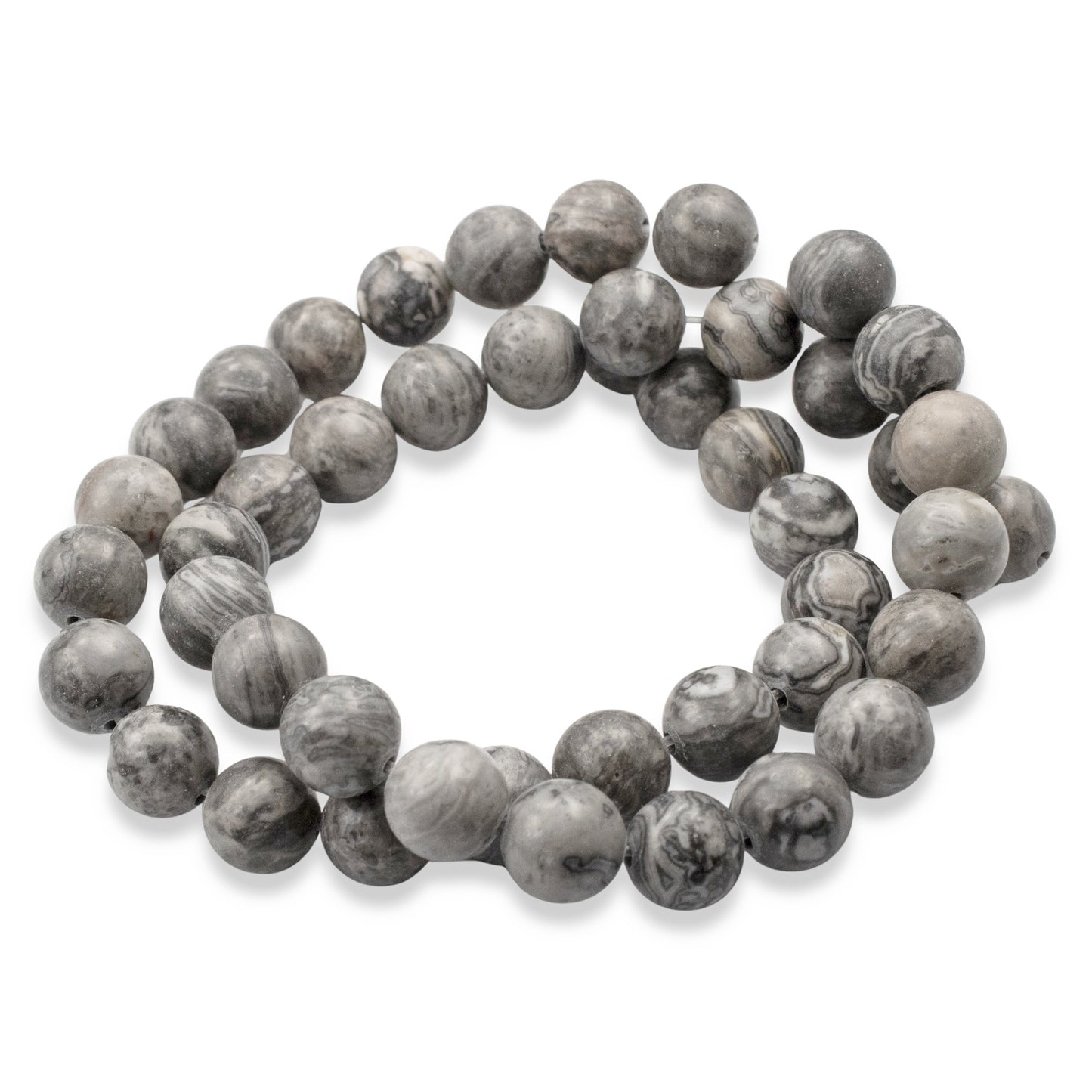 Gray Picasso Jasper Beads: 8mm Round Striped Natural Gemstone Strand 46pcs