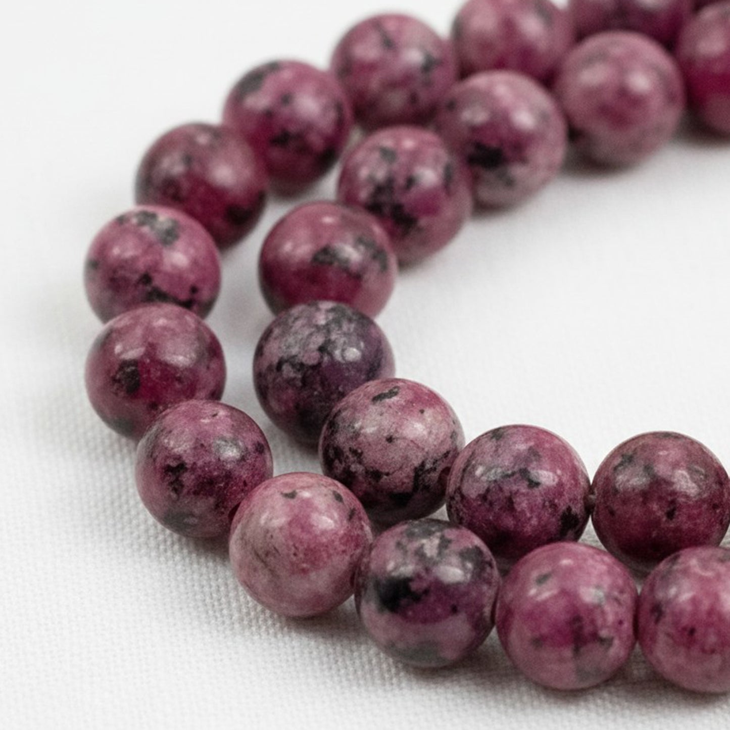 Sesame Jasper Beads: Mauve Pink 8mm Round Natural Stone 15-Inch Strand 48Pcs Speckled Gemstone