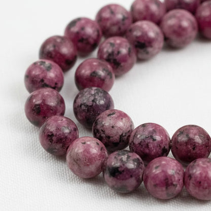 Sesame Jasper Beads: Mauve Pink 8mm Round Natural Stone 15-Inch Strand 48Pcs Speckled Gemstone
