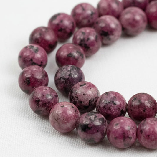 Sesame Jasper Beads: Mauve Pink 8mm Round Natural Stone 15-Inch Strand 48Pcs Speckled Gemstone