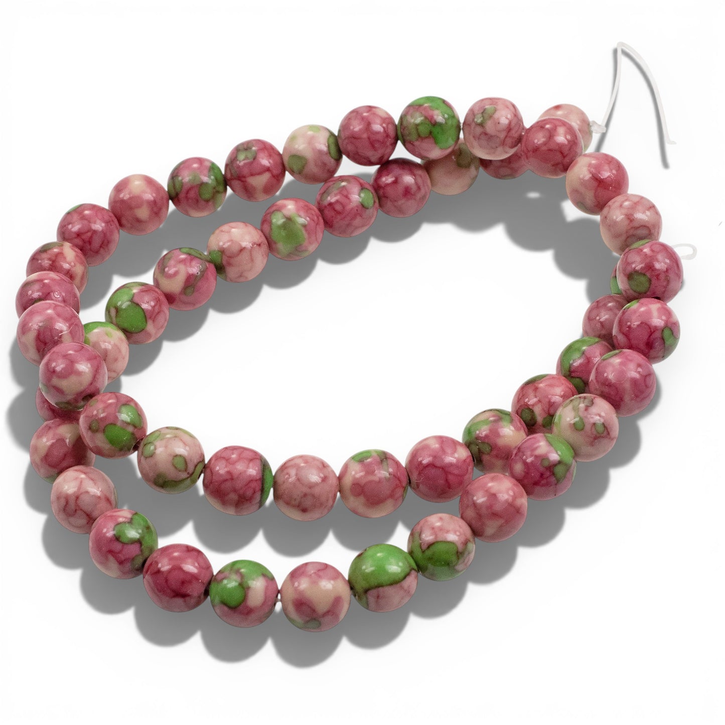 Pink Rain Flower Stone Beads: 8mm Natural Gemstone Spring Garden Jewelry 15" Strand