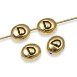 4 Gold Letter "D" Alphabet Beads, TierraCast Oval Initial Beads for DIY Jewelry
