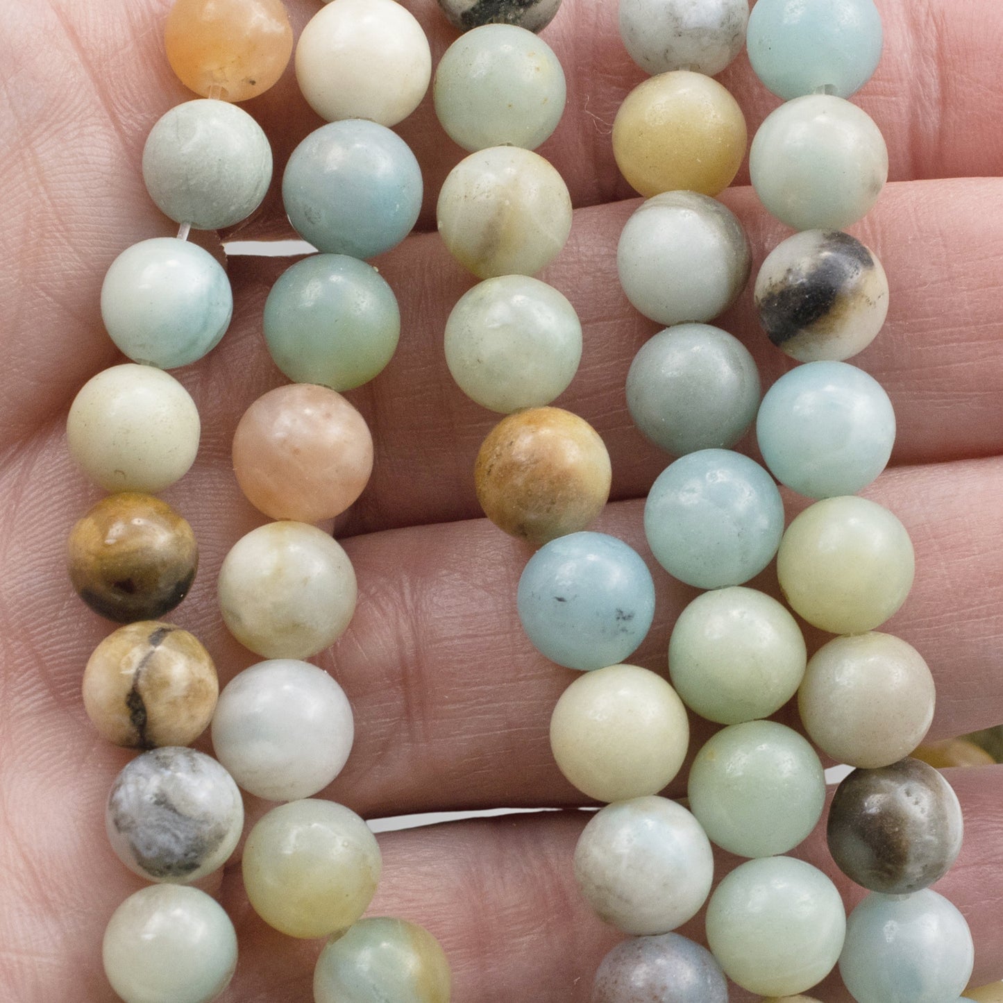 Brown Amazonite Beads: 8mm Round Multi-Color Gemstone Strand Natural Stone 48Pcs