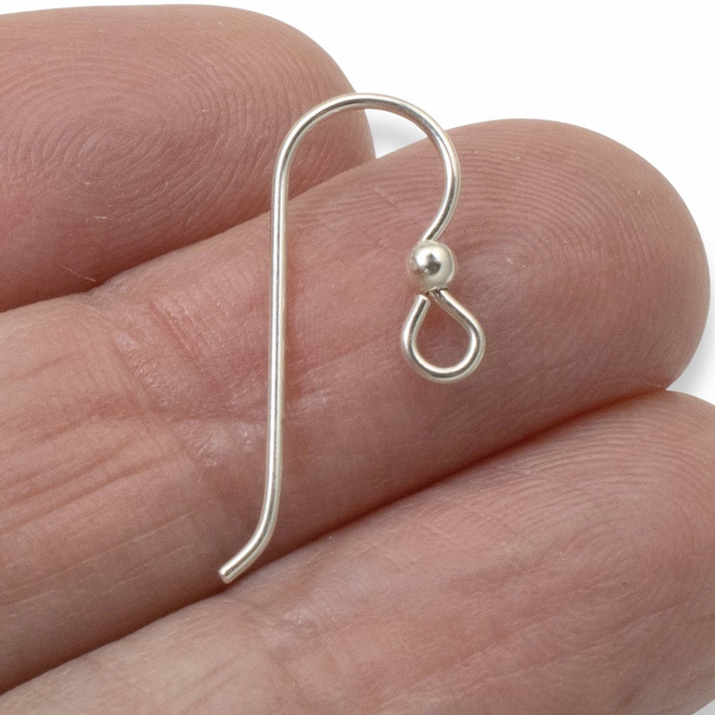 Sterling Silver Ear Wires with 2.5mm Bead 10-Pack, USA Made French Hook Earring Findings