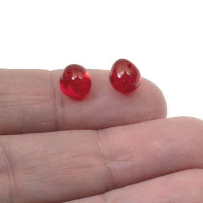 25 Siam Red Potato-Shaped Beads - Czech Glass - 6x8mm for Jewelry Making - Christmas & Holiday Supplies